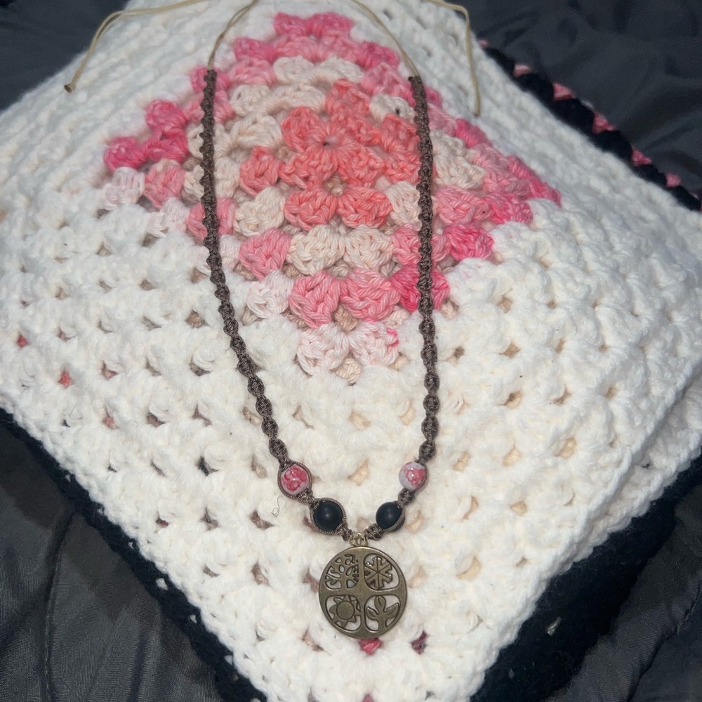 Bohemian Brown Necklace with Gold Pendant